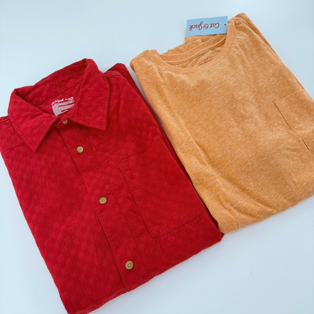 Cat & Jack Shirt Lot Short Sleeve Button Down Pocket Tee Boys XXL 16/18 Husky